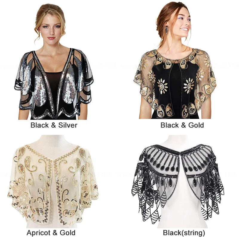 B set Винтажная черная сетка 1920s& блестки Хлопушка капель розовый/бежевый/Абрикосовый/розовый - Цвет: B set