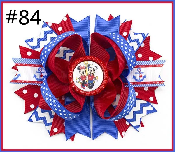 B Группа 50 шт 5,5 ''Вдохновленный бант волосы популярный мультяшный бант для волос с линованными клипсами Бутик Девушки банты для волос-B