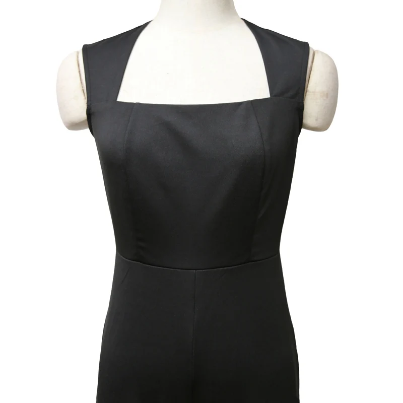 

Lossky Summer Long Jumpsuits High Waist Women Square Collar Sleeveless Trousers Pants Romper Jumpsuit Offical Lady Slim Jumpsuit