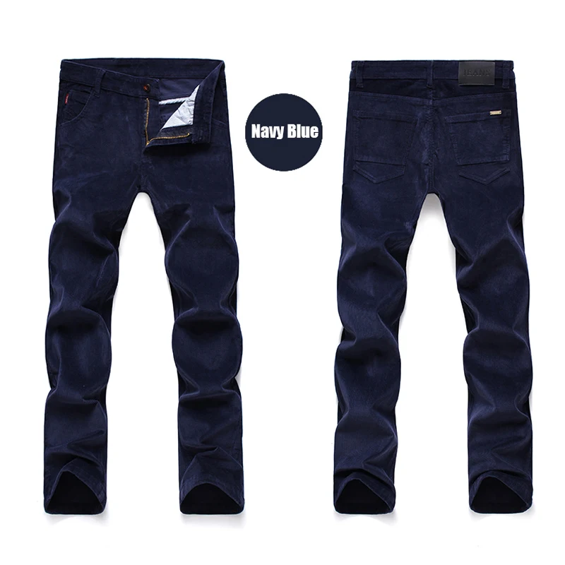 Брюки мужские из плотного вельвета модные облегающие штаны флиса повседневные