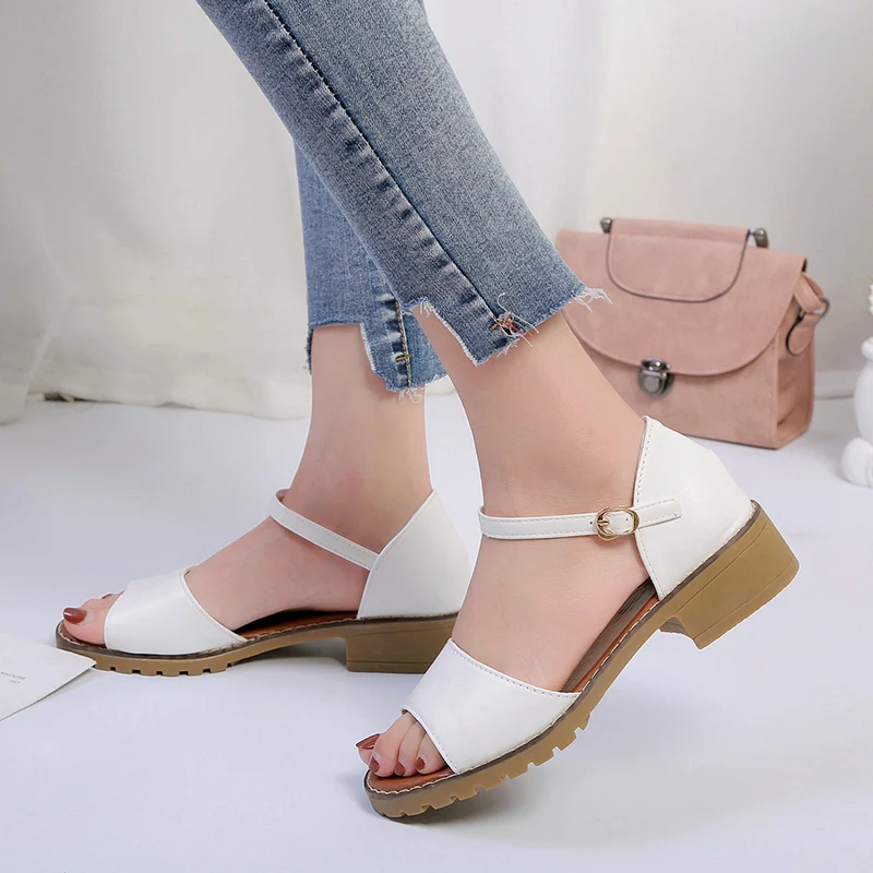 Летние сандалии с цветочным принтом женские открытым носком женская обувь из