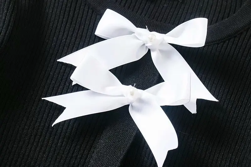 

2021 Spring Women Fashion Bow Sweaters Knitted Pullovers Streetwear Short Sweater Jacket Knitwear Jumper