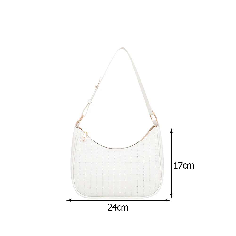 

Vintage Women Checkered Pattern Shoulder Underarm Bag Casual Solid Color Small Hobos Handbag Purse PU Leather Top-handle Bags