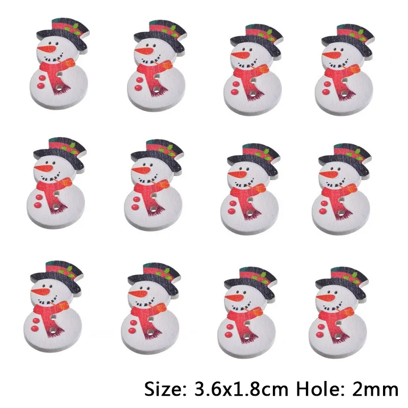 Snowman white 50 шт. рождественские деревянные пуговицы для одежды Navidad Снеговик Rinedeer круглые пуговицы для шитья детей DIY рукоделие Новинка - Цвет: Snowman white