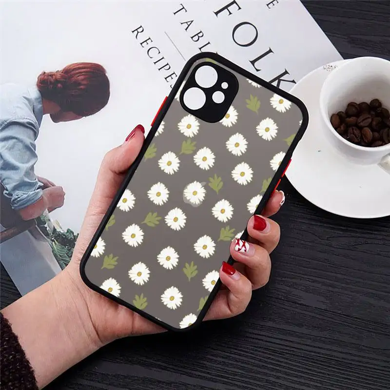 

Fashion Cute Flowers Phone Case matte transparent For iphone 7 8 11 12 plus mini x xs xr pro max cover