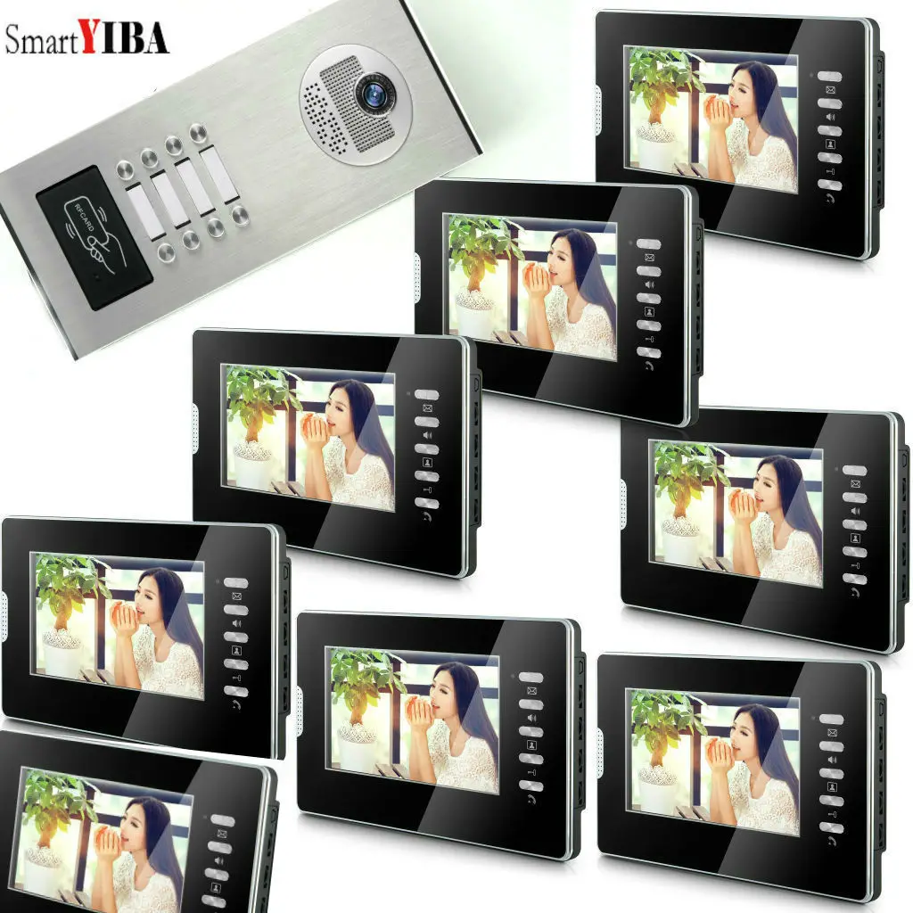 apartment flats doorbell 7tft lcd home video intercom system rfid unlock 2 to 12 buttons ir 700tvl camera vdeo door phone kits free global shipping