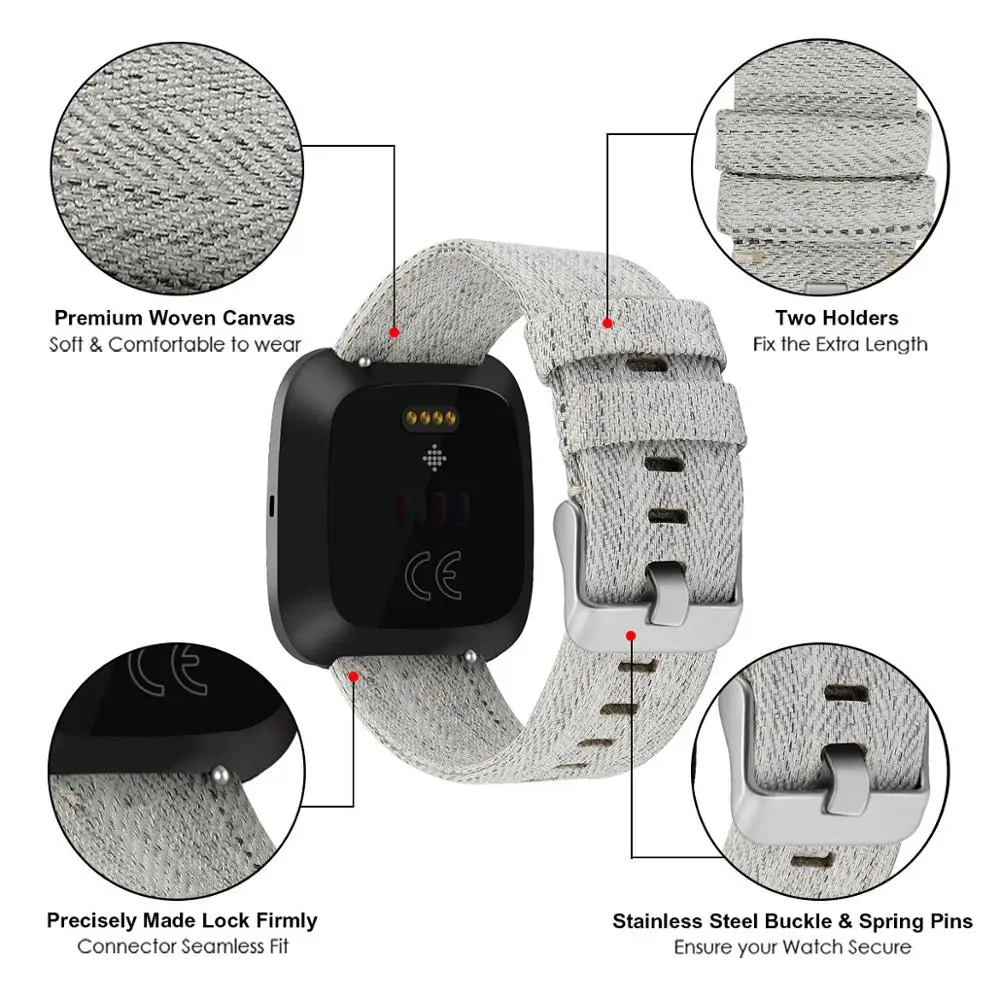 Холщовый ремешок на запястье для умных часов Fitbit Versa 2 спортивный браслет Fit bit Versa2