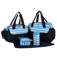 5 pcsset fashion striped diaper bag for mom waterproof large capacity baby care bags for stroller multifunction mommy bag