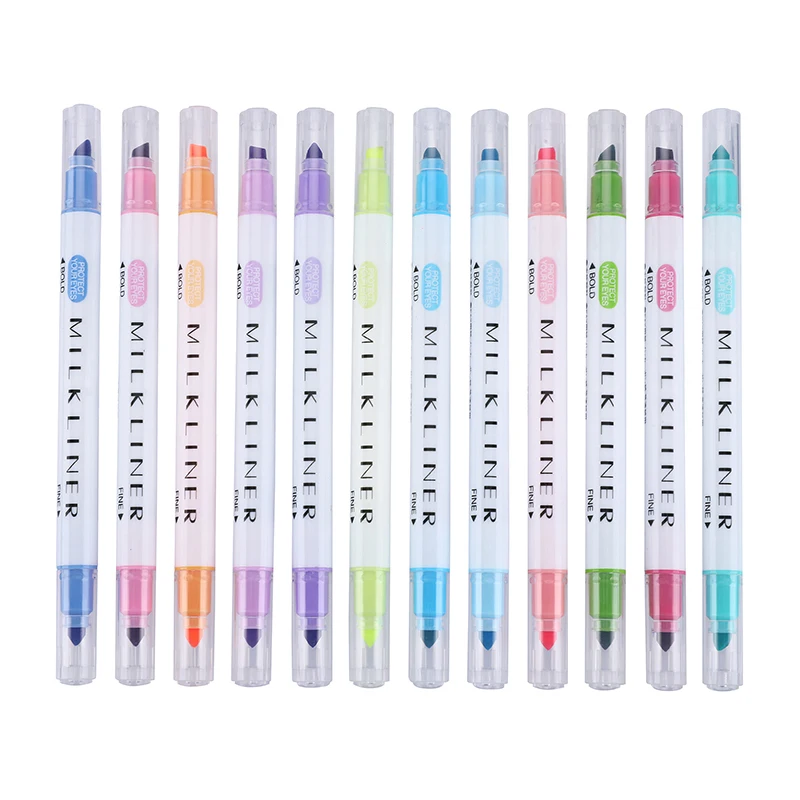 

School Highlighter Pen Students Mildliner Highlighters marker Brush pens pastel markers watercolor fluorescent pen drawing 04428