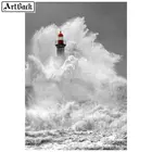 Алмазная картина 5d с изображением морской волны, маяков, пейзажа, квадратнаякруглая вышивка на холсте, алмазная живопись стикер для рукоделия