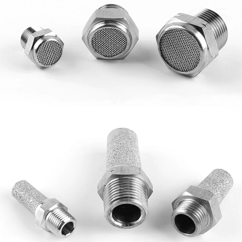 Pneumatic connector 304 stainless steel muffler BSP 1/8&quot 1/4&quot 3/8&quot 1/2&quot accessories noise filter throttle | Обустройство