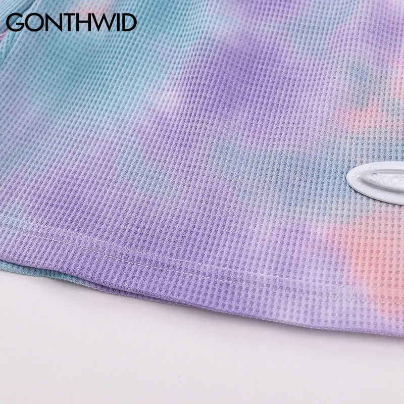 

GONTHWID Shorts Harajuku Tie Dye Baggy Short Pants Streetwear Men Hip Hop Summer Harajuku Casual Fashion Elastic Waist Trousers