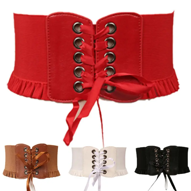 

Women Vintage Elegant Stretch Wide Waist Belt Bandage Elastic Cinch Corset Waistband