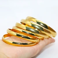6 pcs dubai new open size bangles for women high polished simple gold color bangles wedding party dubai gold jewelry ethiopian
