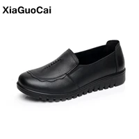 black women genuine leather casual shoes spring autumn female loafers slip on soft womans flat footwear high quality hot sale