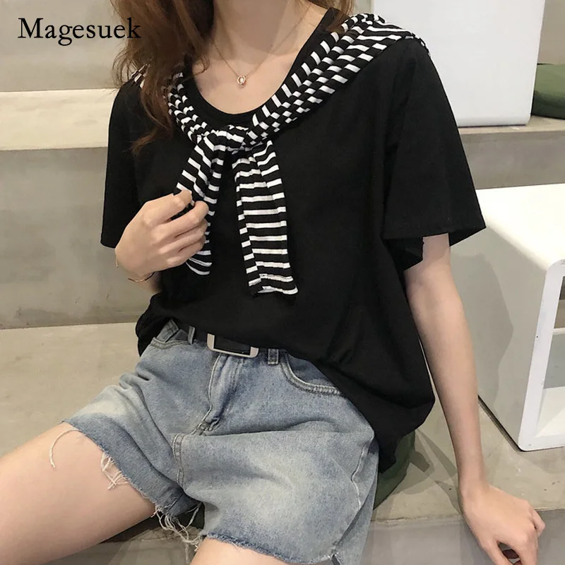 

Plus Size Women's T-Shirt 2021 Summer Cotton TShirts Solid Short Sleeve O-Neck Casual Tshirt New Loose Base White Tee Tops 13455