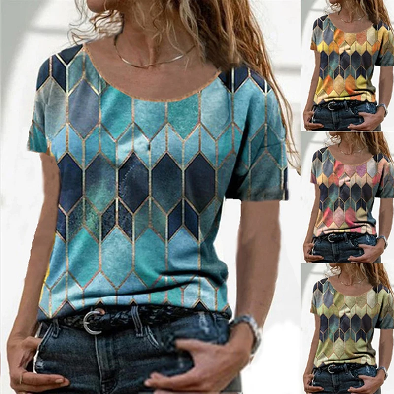 Женская винтажная рубашка с геометрическим принтом весенне осенний