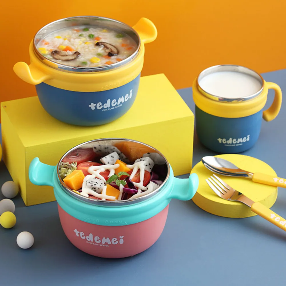 

1 Set Rice Paste Bowl Water Injection Bowl Complementary Food Bowl for Baby