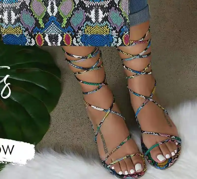 Новинка 2019 года летний ремешок с узором змеиная кожа на высоком каблуке