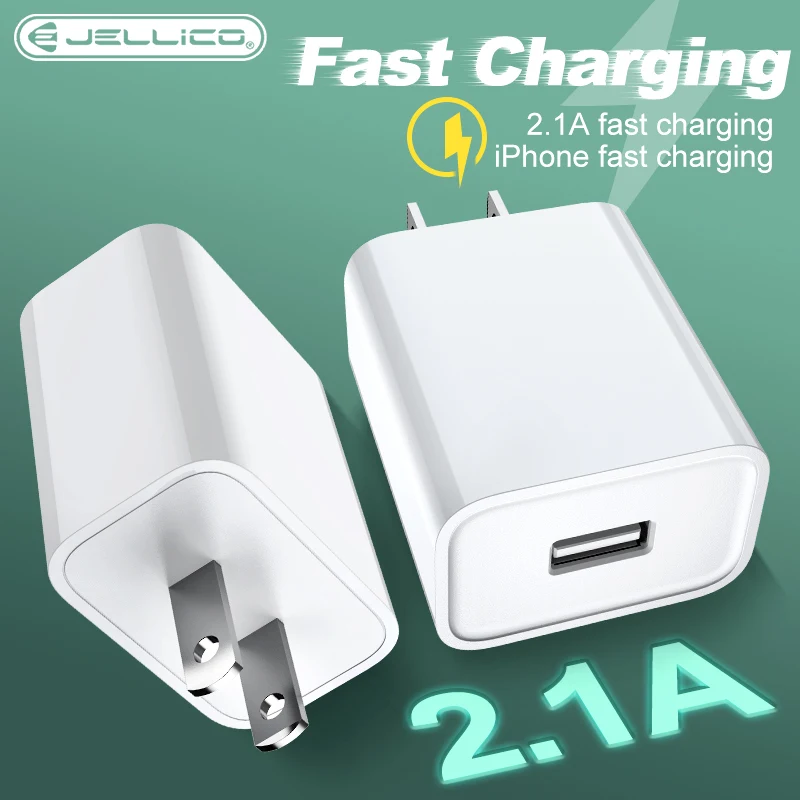 

USB Charger 5V 2.1A Universary Fast Charging Phone Charger US Plug Portable Travel Wall Adapter for iPhone 12 11 Pro Max XS 8 7