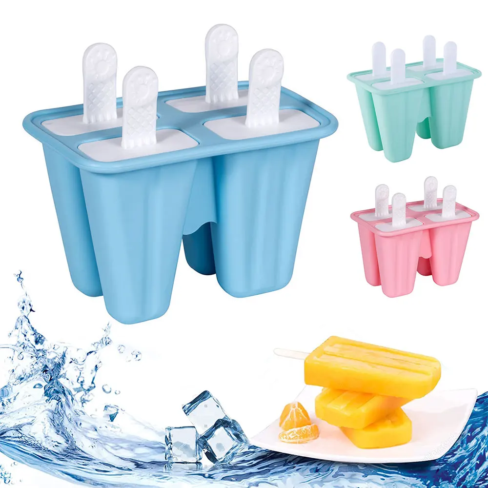 

Home Ice Cream Mold Popsicle DIY Tool Silicone 4-hole Ice Mold Kitchen Tools DIY Ice Cream Children Dessert Ice Cream Mold