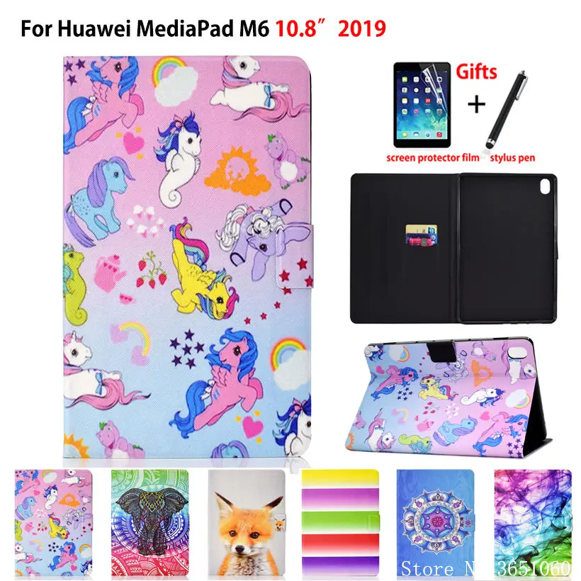 

Модный чехол с рисунком для Huawei Mediapad M6 10,8 PRO SCM-W09 2019, умный чехол, силиконовый чехол из искусственной кожи + подарок