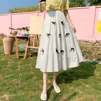 workwear skirt female thin section college style 2021 junior high school students high waist casual a line skirt long skirt
