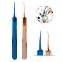 tweezers stainless steel gold blue for eyelash extension high precision eyelash can be used for false eyelash extension