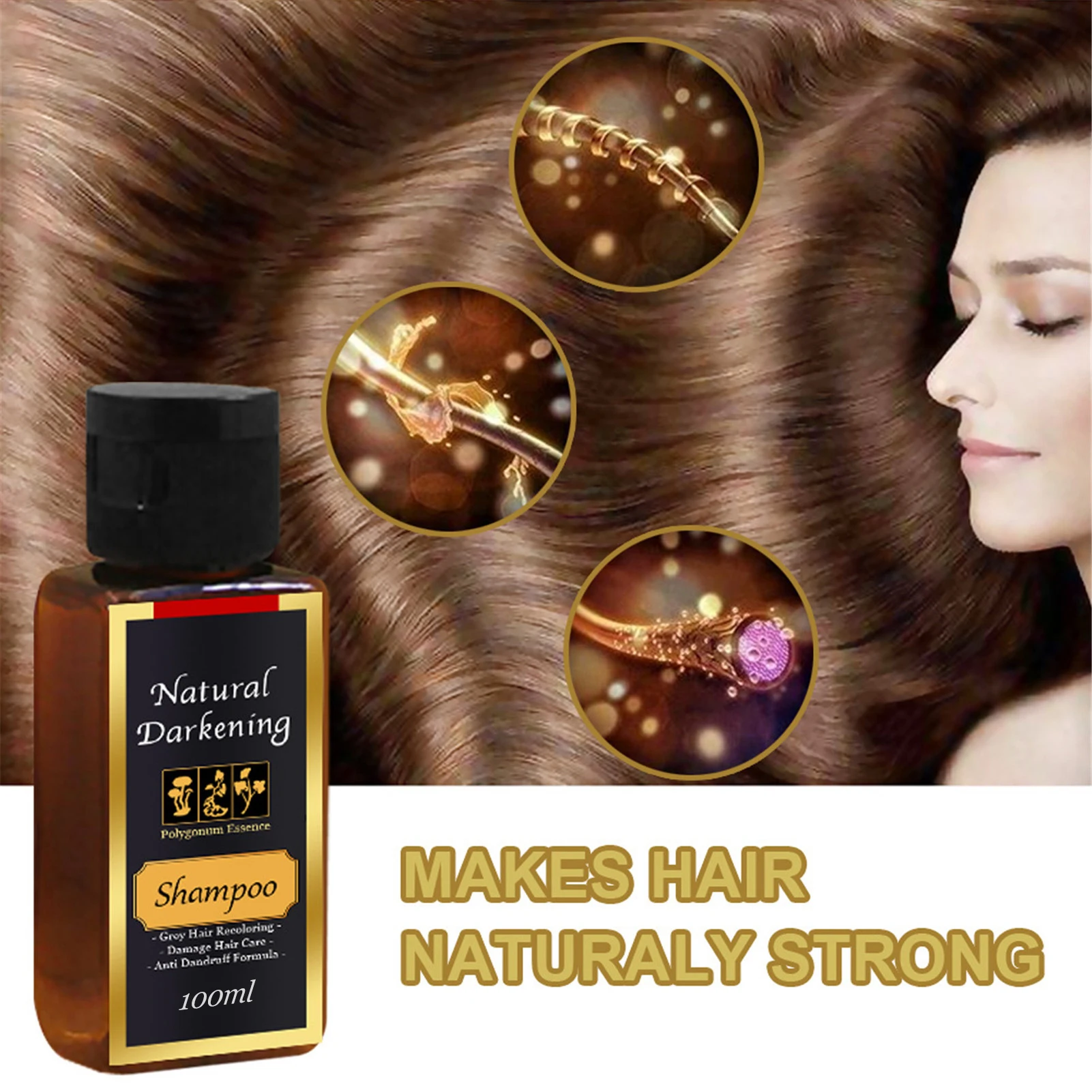 

100/200ml Natural Polygonum Essence Care Hair Darkening Shampoo Hair Loss Treatment Shampoo Herbal Hair Shampoo