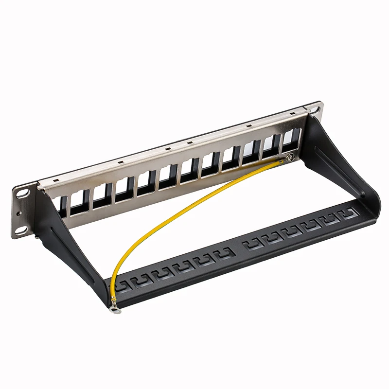 12ports blank patch panel - suitable for cat.5e/cat.6 keystone modules 10&quot Inch Rack Mount Incl. Cable Management Support Bar купить по