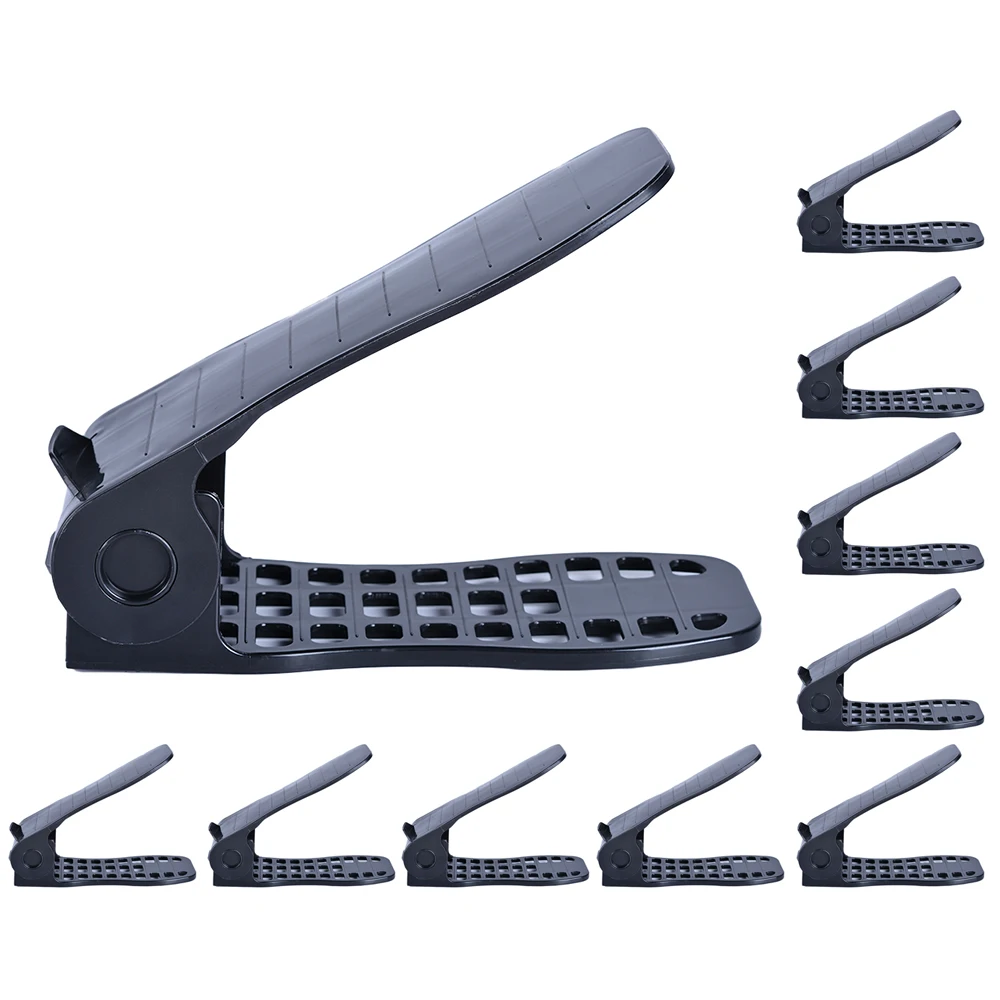 10pcs black 1 шт./компл. регулируемая двойная стойка для обуви Подставка для обуви слотов для карт Органайзер хранилище, позволяющее экономить место держатель высокое качество Пластик - Цвет: 10pcs black