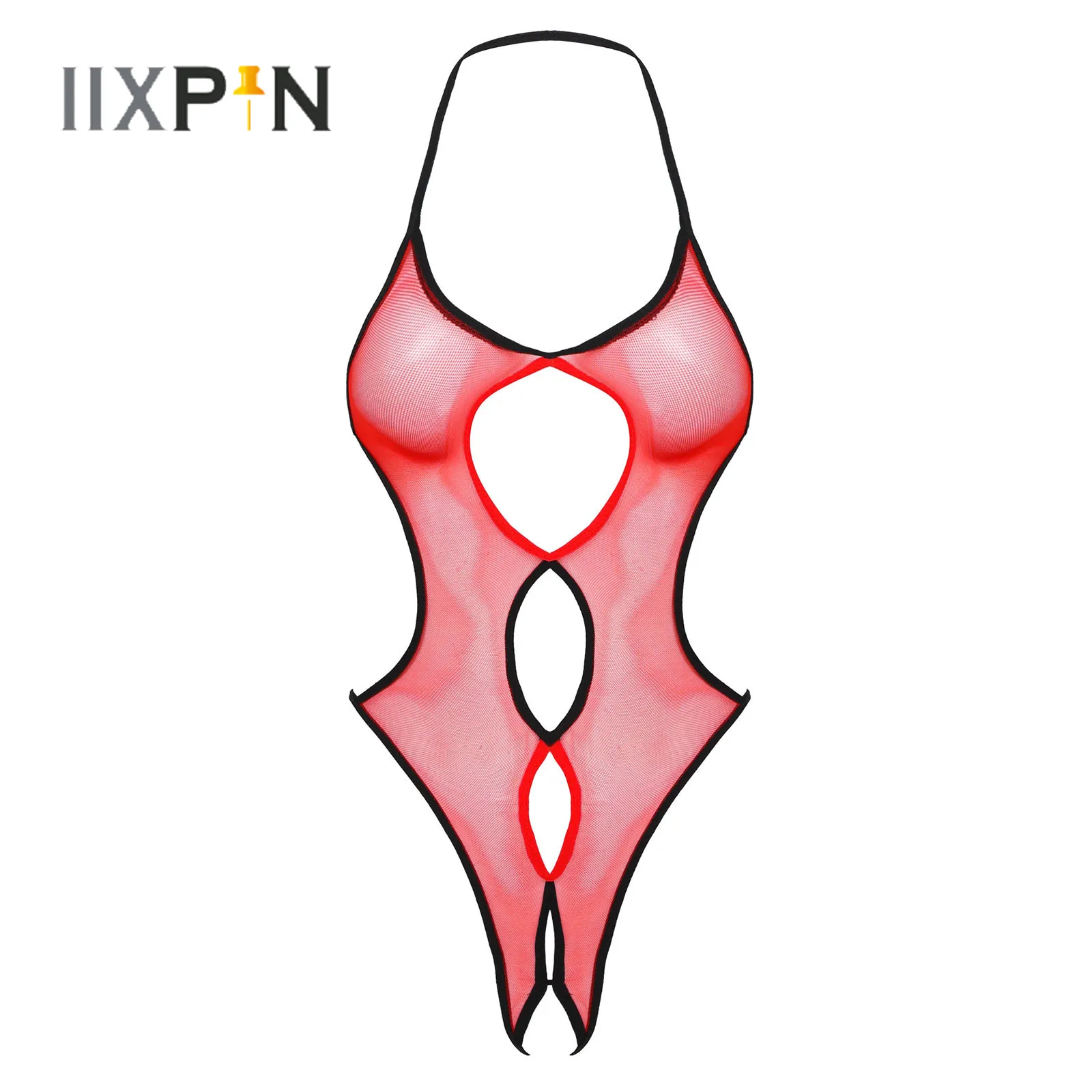 

Эротическое белье чулки боди женское сексуальное прозрачное нижнее белье сетчатая одежда для сна с лямкой на шее Hollow Out нижнее белье тонкий ...