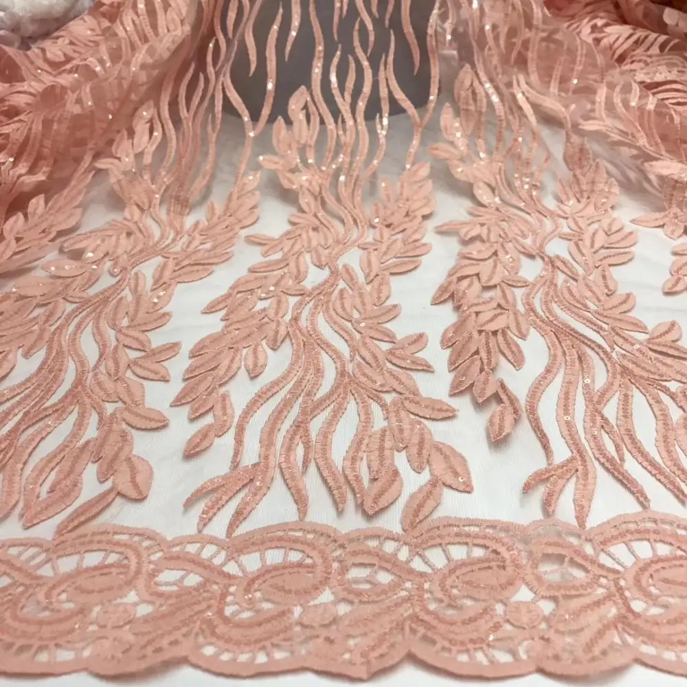 

Newcoming embroidered french lace fabric with sequins 5yards african net tulle lace fabric for women party dress JYNO091