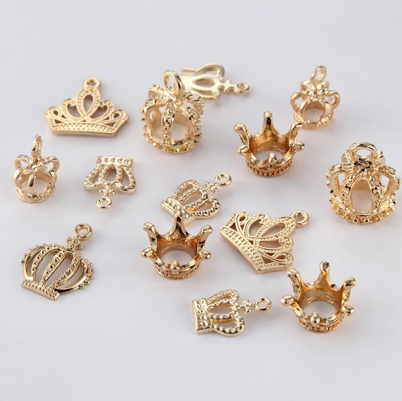 

Wholesale bulk 10 pcs Gold Crown Gold plated Charms Pendant Spacer Beads Findings Jewelry Making supplies crafts Accessories
