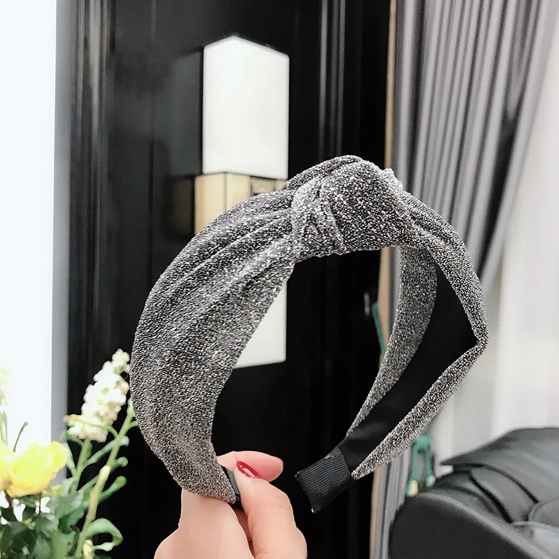 Ободок для волос Женский сетчатый обруч с блестками перехлёстом узлом аксессуар