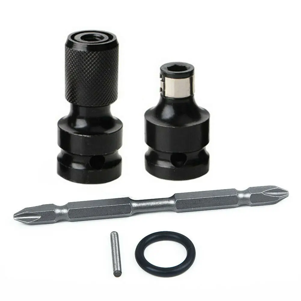 

1/2To 1/4 Hex Shank Drill Bit Chuck Adapter Converter Kit Tool For Impact Wrench 1set