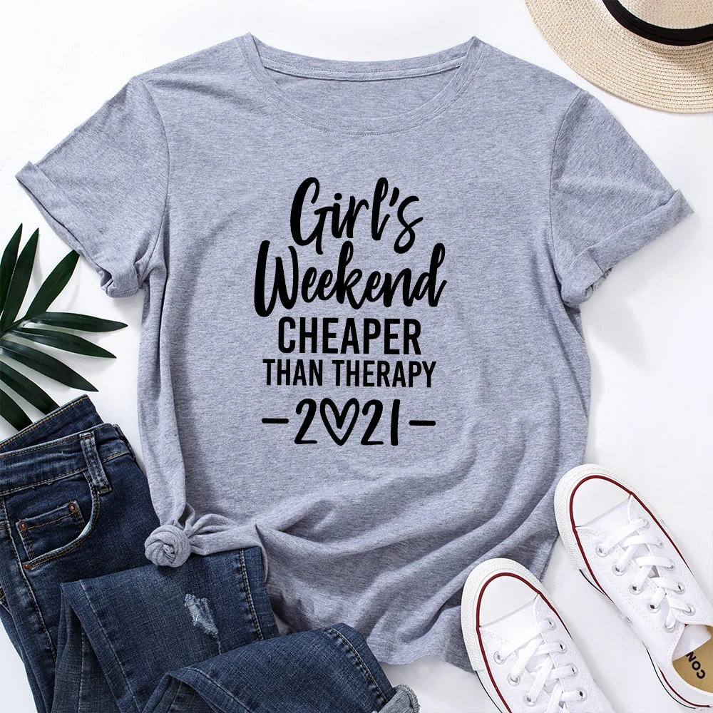 

Girls Weekend Trip Vacation Friends Womens Short Sleeve Crewneck Cotton T Shirts Loose Tops Summer Casual Graphic Tee Shirts
