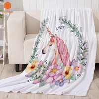3d printed pink unicorn soft velvet plush art bedspreads children thin throw travel beach towel nap blanket dropship