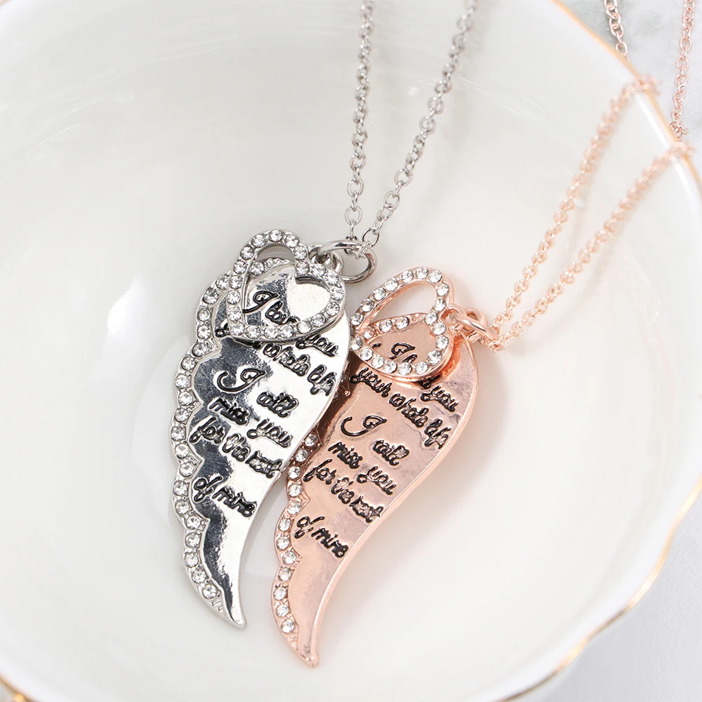 Ожерелье из розового золота с крыльями ангела ожерелье надписью Miss Lover