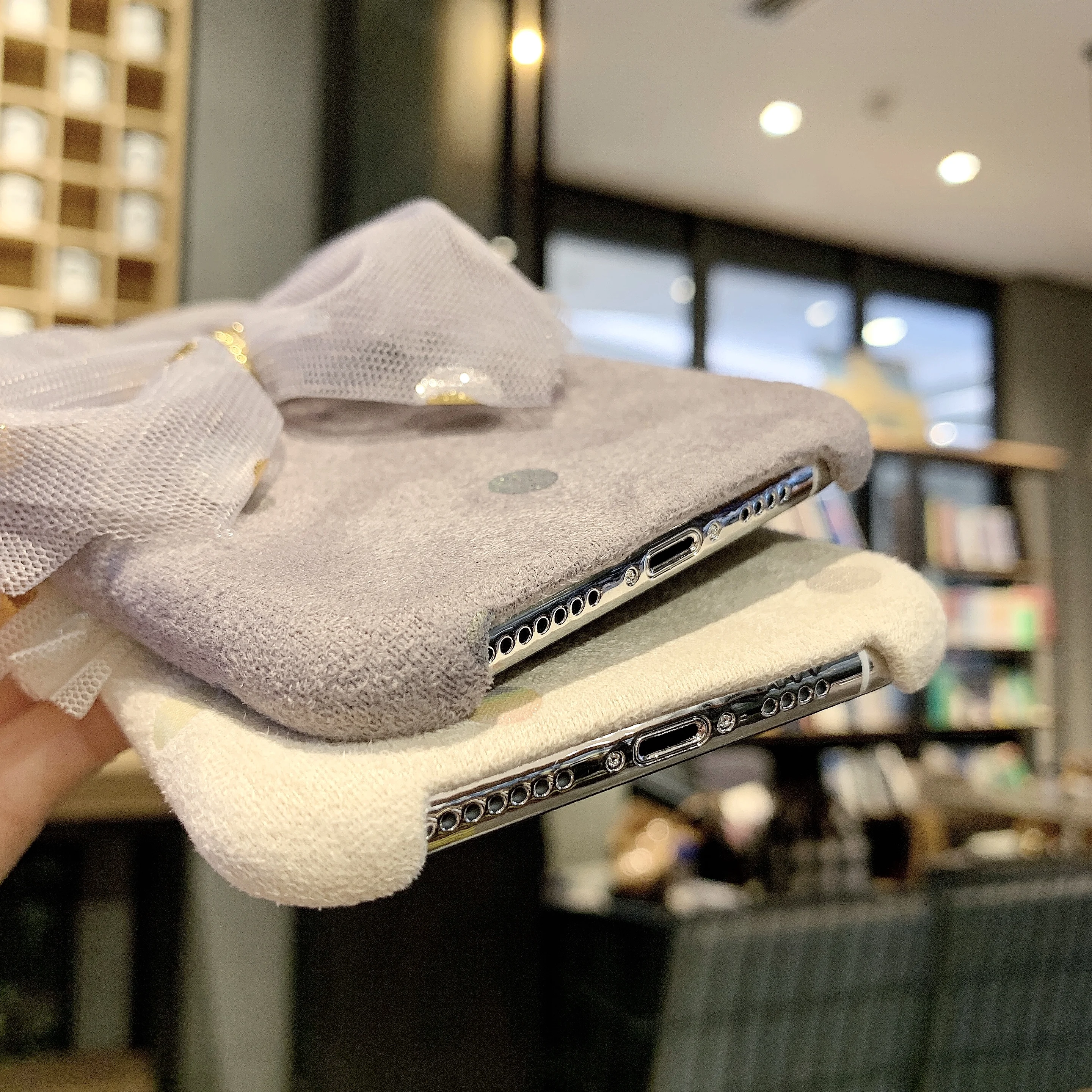 

Lovely Big bow Wave point Full package cloth phone case for iphone 11 Pro Max X XS XR 7P 8P case for iphone 7 8 6 6s Hard shell
