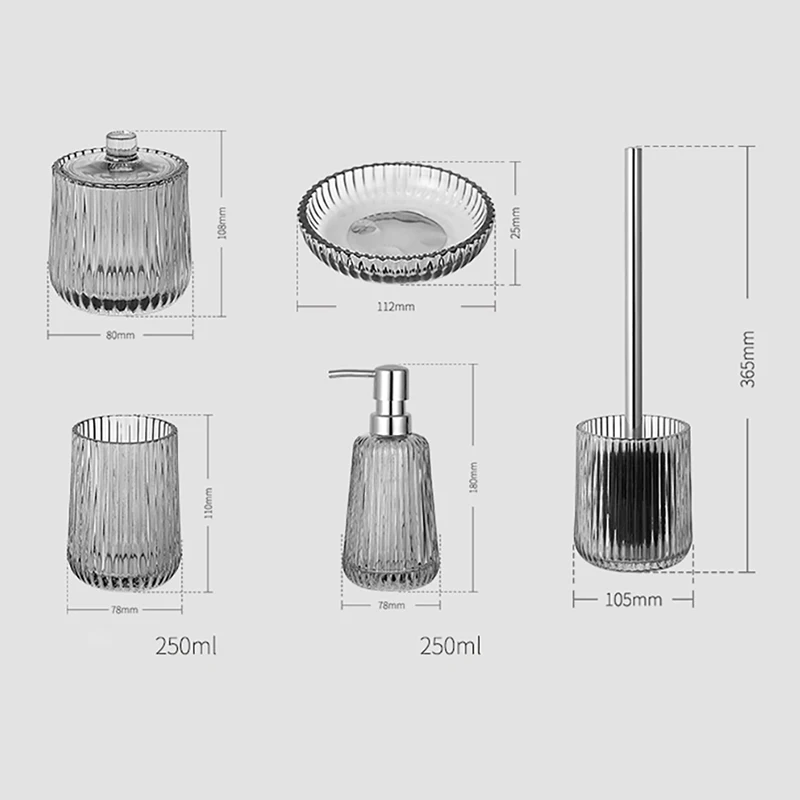 nordic style glass bathroom accessories sets shampoo dispenser soap box toothbrush cup toilet brush cotton swab can luxury decor free global shipping