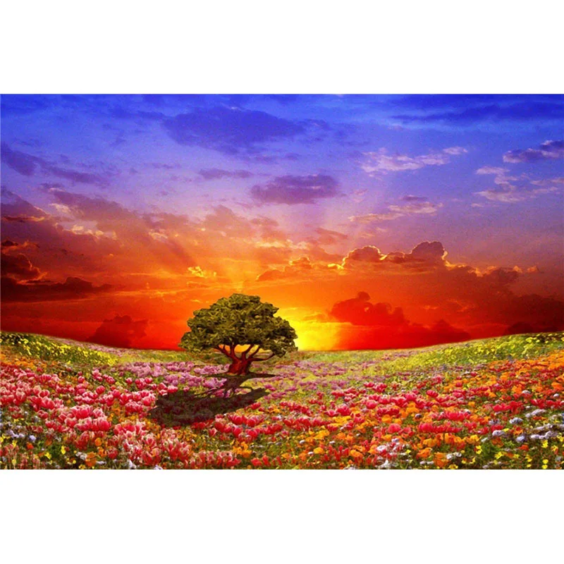 

5D Diy Diamond Painting Cross Stitch Kits Full Diamond Embroidery Diamond Mosaic Pattern Sunset Field Picture Gift