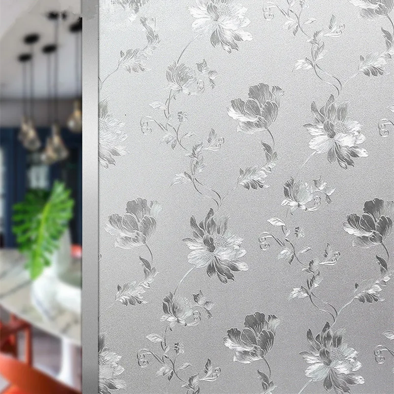Электростатическая бесклеевая матовая стеклянная пленка с цветочным узором из