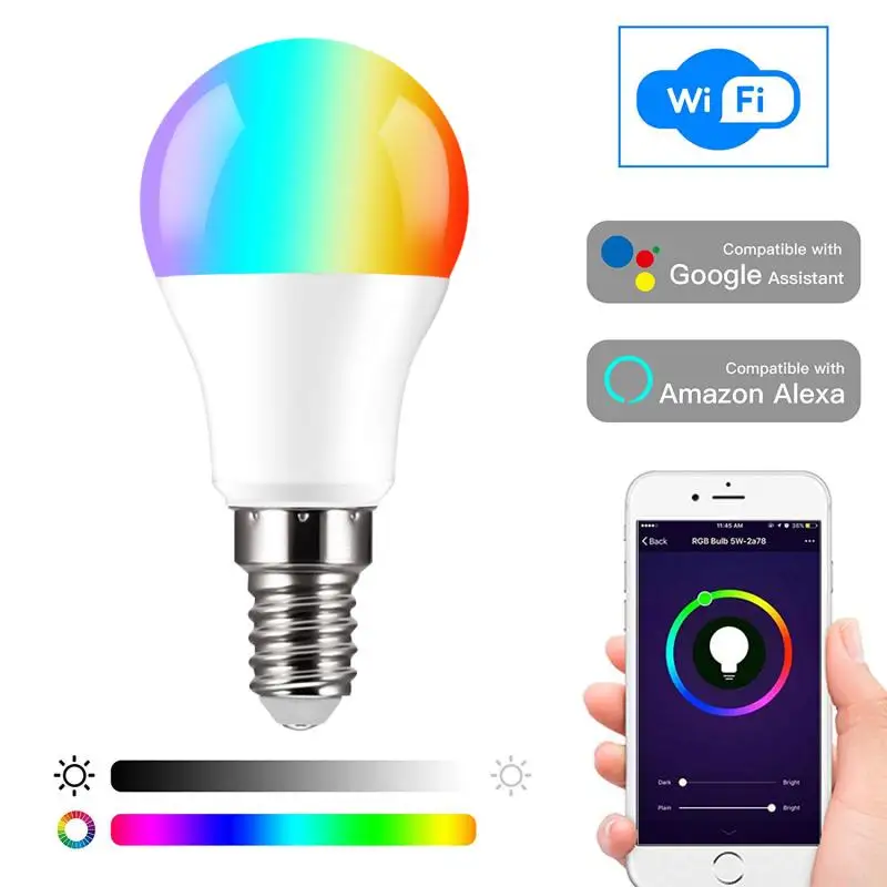 

AC85-265V LED Spotlight Smart 10W E14 LED RGB Light Bulb Lamp Bluetooth-compatible Work With Alexa Echo Google Home