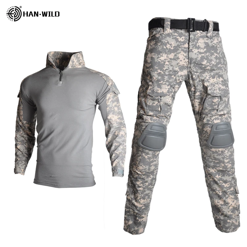 

Tactical Camouflage Military Uniform Clothes Suit Men Windbreaker Army Airsoft Combat Shirt + Cargo Pants Knee Pads Plus 8XL