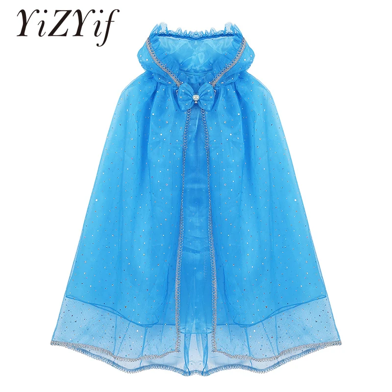 

Детская накидка с капюшоном для девочек; накидка принцессы из фатина с блестящими пайетками для Хэллоуина, дня рождения, вечеринки, ролевых ...