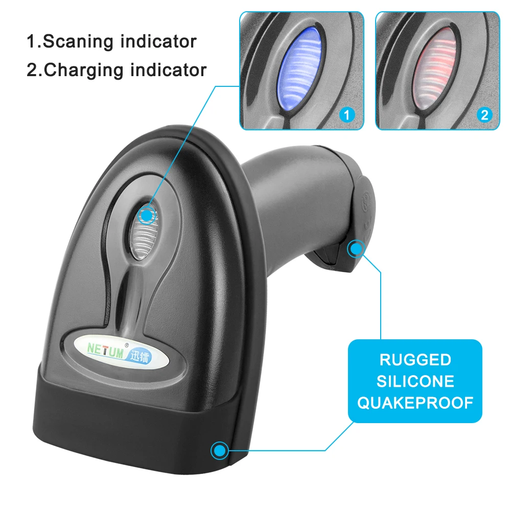 NETUM Bluetooth QR 1D/2D сканер штрих-кода 1200 точек/дюйм USB считыватель для мобильного