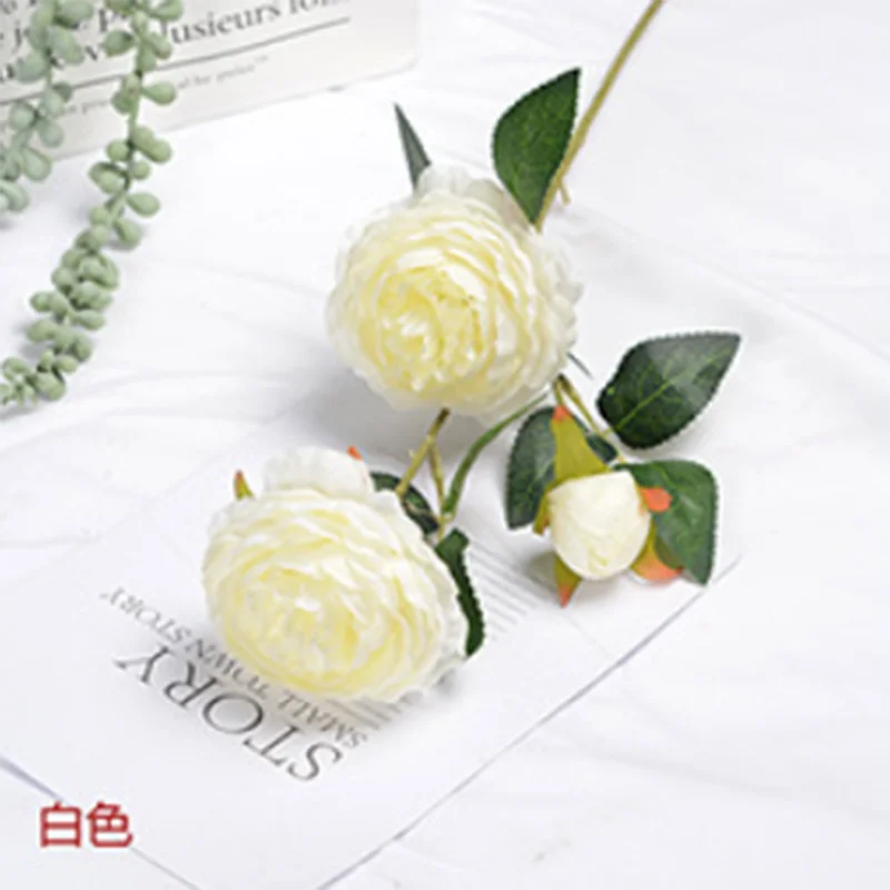 65 см Высокое качество 3 головки Пион Искусственные Шелковые цветы для украшения