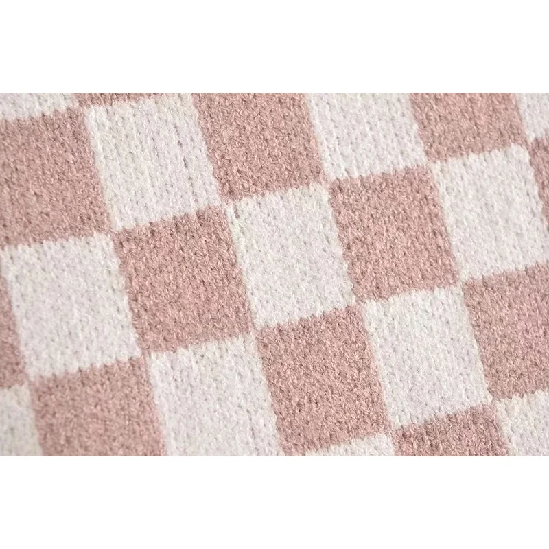 

Foridol Plaid Vintage Women Sweater Vest Waistcoat Autumn Winter Casual V Neck Cropped Vest Sleeveless Pink Pullovers 2021