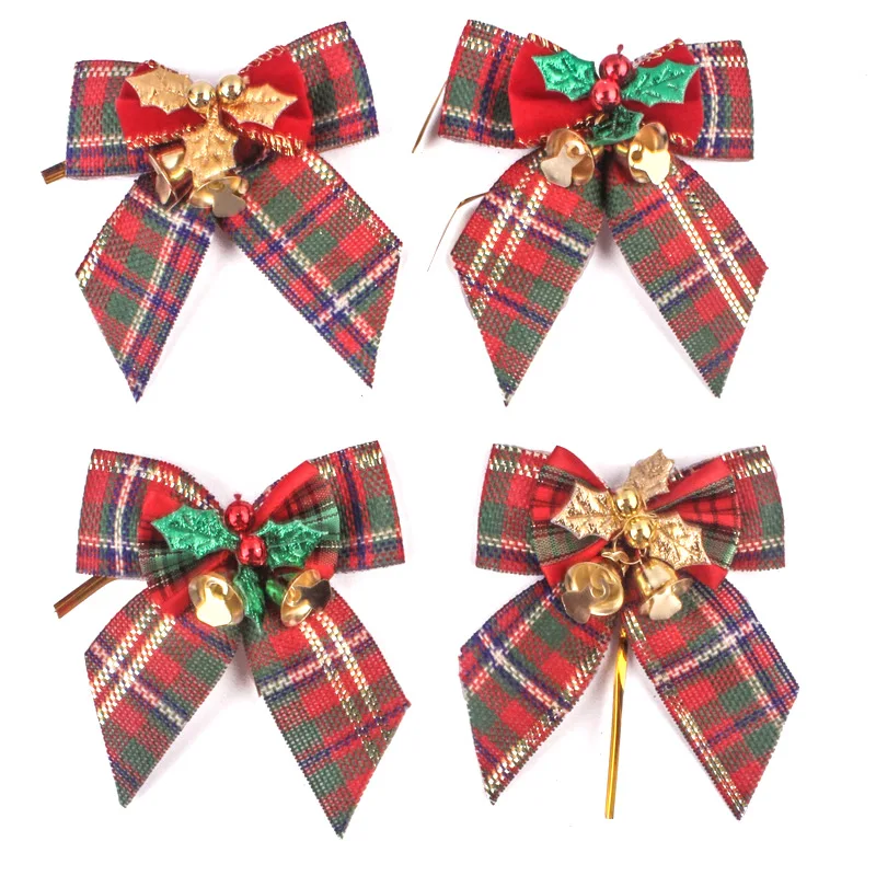 Christmas Bell Bowknot linen Adorn Festival Party Activity Decoration DIY Craft Pendant Garland Rattan Tree Ornament 5-8cm 1pcs | Дом и сад